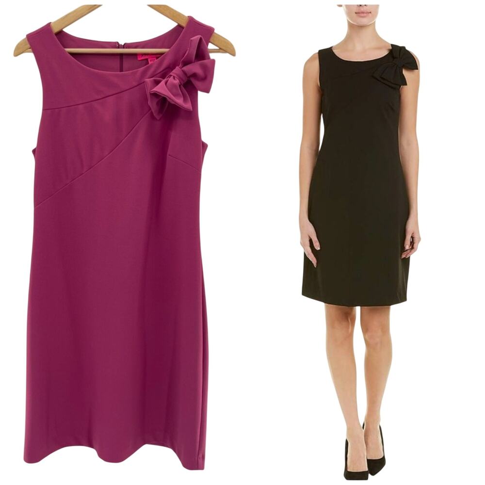 Betsey Johnson Mauve Pink Scuba Crepe Midi Dress with Shoulder Bow Dress Size 8